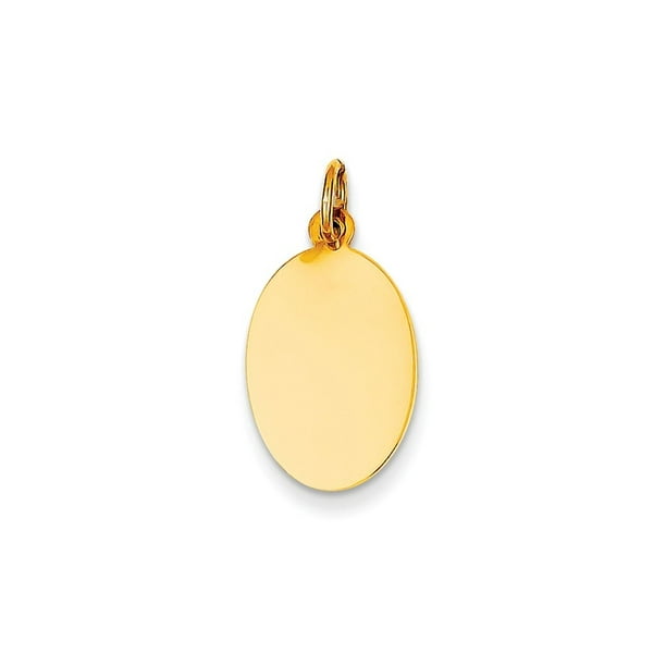 20mm x 9mm Solid 14k Yellow Gold Plain .011 Gauge Engravable Oval Disc Charm Pendant 20mm x 9mm Solid 14k Yellow Gold Plain .011 Gauge Engravable Oval Disc Charm Pendant